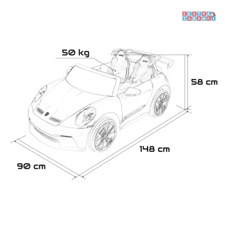 Różowe Auto Porsche 911 GT3 na akumulator - 2x280W, 24V/10Ah, Ciche silniki, Bluetooth, pilot - [DK-P911.STRONG]
