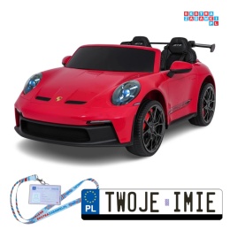 [DK-P911.STRONG.MP4] Auto Porsche 911 GT3 na akumulator 2x280W 24V/10Ah Ciche silniki Odtwarzacz MP4 - czerwony