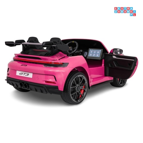 [DK-P911.STRONG.MP4] Auto Porsche 911 GT3 na akumulator 2x280W 24V/10Ah Ciche silniki Odtwarzacz MP4 - różowy