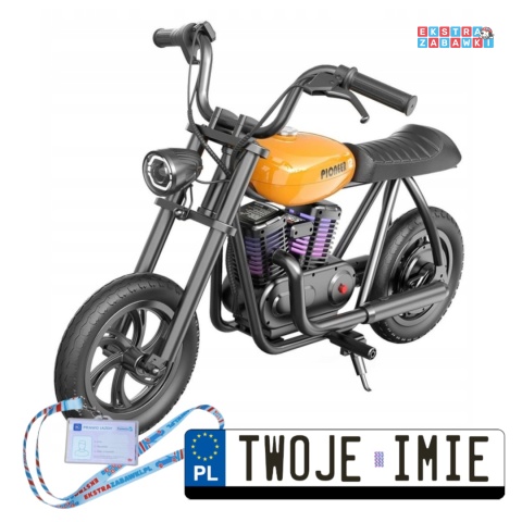 Pomarańczowy Motor Hyper Gogo Pioneer 12 Plus na akumulator - 22V/5.2Ah, 160W, do 16km/h, RGB, efekt dymu, Bluetooth - [HG103418
