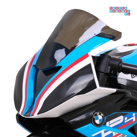 [JT5001] Motocykl BMW HP4 na akumulator 12V/7Ah 2x35W ekoskóra EVA panel dźwiękowy - niebieski