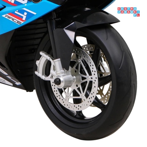 [JT5001] Motocykl BMW HP4 na akumulator 12V/7Ah 2x35W ekoskóra EVA panel dźwiękowy - niebieski