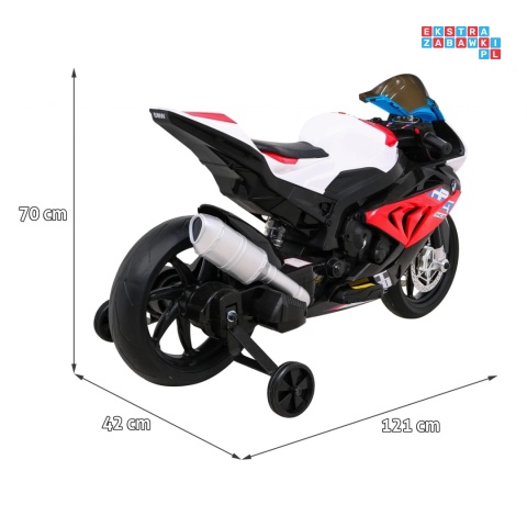 [JT5001] Motocykl BMW HP4 na akumulator 12V/7Ah 2x35W ekoskóra EVA panel dźwiękowy - czerwony