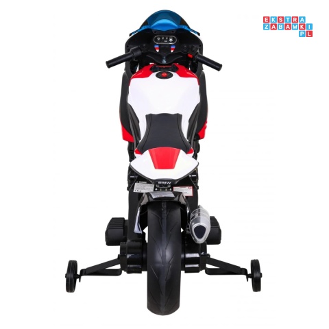 [JT5001] Motocykl BMW HP4 na akumulator 12V/7Ah 2x35W ekoskóra EVA panel dźwiękowy - czerwony