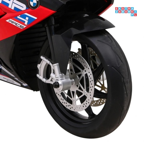 [JT5001] Motocykl BMW HP4 na akumulator 12V/7Ah 2x35W ekoskóra EVA panel dźwiękowy - czerwony