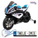 [JT5001] Motocykl BMW HP4 na akumulator 12V/7Ah 2x35W ekoskóra EVA panel dźwiękowy - biały