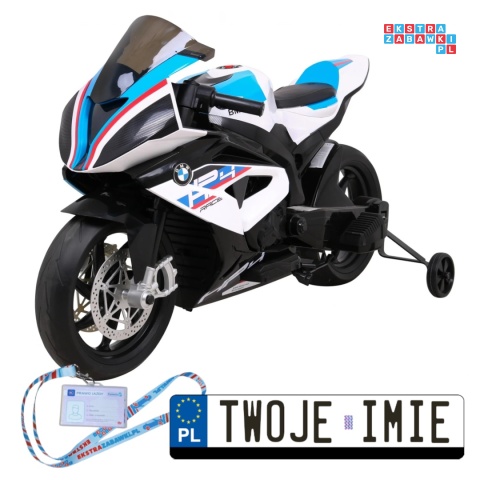 [JT5001] Motocykl BMW HP4 na akumulator 12V/7Ah 2x35W ekoskóra EVA panel dźwiękowy - biały