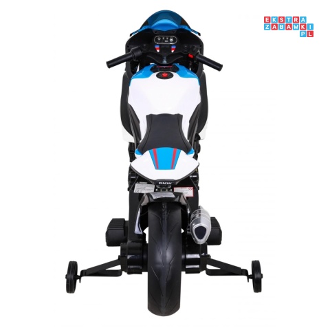 [JT5001] Motocykl BMW HP4 na akumulator 12V/7Ah 2x35W ekoskóra EVA panel dźwiękowy - biały