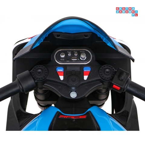 [JT5001] Motocykl BMW HP4 na akumulator 12V/7Ah 2x35W ekoskóra EVA panel dźwiękowy - biały