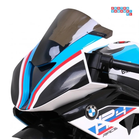 [JT5001] Motocykl BMW HP4 na akumulator 12V/7Ah 2x35W ekoskóra EVA panel dźwiękowy - biały