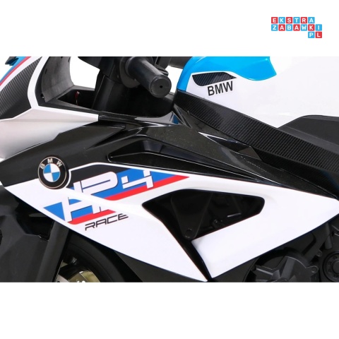 [JT5001] Motocykl BMW HP4 na akumulator 12V/7Ah 2x35W ekoskóra EVA panel dźwiękowy - biały