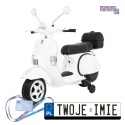 [PX150] Skuter Vespa na akumulator 12V/4.5Ah 2x25W EVA ekoskóra kluczyki - biały