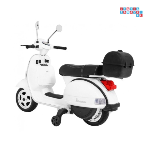 [PX150] Skuter Vespa na akumulator 12V/4.5Ah 2x25W EVA ekoskóra kluczyki - biały