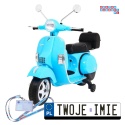 [PX150] Skuter Vespa na akumulator 12V/4.5Ah 2x25W EVA ekoskóra kluczyki - niebieski