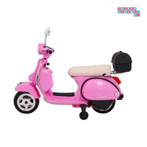 [PX150] Skuter Vespa na akumulator 12V/4.5Ah 2x25W EVA ekoskóra kluczyki - różowy