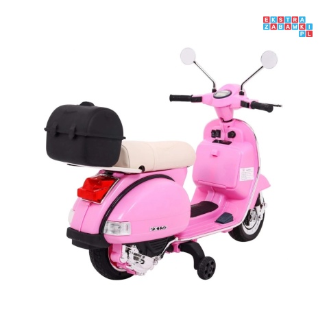 [PX150] Skuter Vespa na akumulator 12V/4.5Ah 2x25W EVA ekoskóra kluczyki - różowy