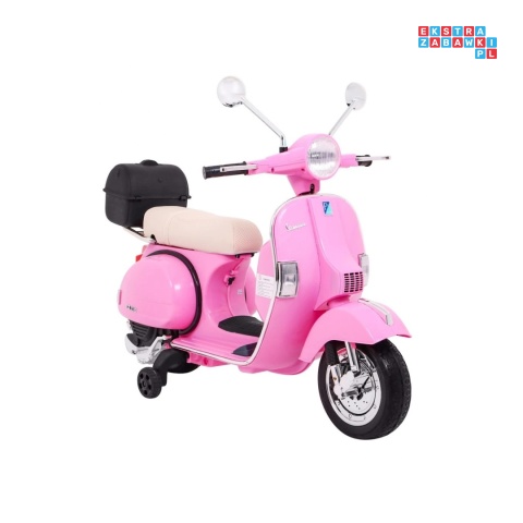 [PX150] Skuter Vespa na akumulator 12V/4.5Ah 2x25W EVA ekoskóra kluczyki - różowy