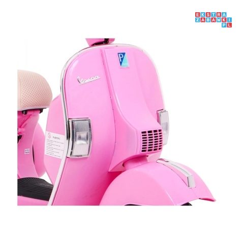 [PX150] Skuter Vespa na akumulator 12V/4.5Ah 2x25W EVA ekoskóra kluczyki - różowy