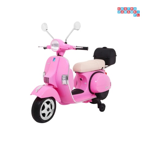 [PX150] Skuter Vespa na akumulator 12V/4.5Ah 2x25W EVA ekoskóra kluczyki - różowy