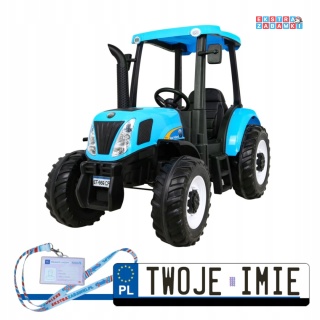 Traktor New Holland na akumulator - niebieski, 24V/10AH, 2x200W, EVA, ekoskóra, pilot [A011A]