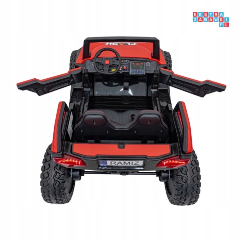 [SX1929] Buggy Clash STRONG 4x4 (2x300W + 2x35W) 24V/14Ah 16km/h EVA pilot ekoskóra - czerwony