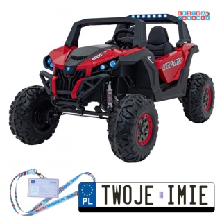 Czerwony Duży SUPERSTAR UTV-MX 2000N buggy na akumulator dwuosobowy - czerwony, 300W, 4x75W, 24V/9Ah, pilot, pokrowiec, LED, MP3