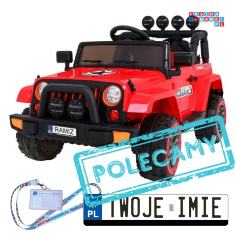 [BRD-7588] Terenowy Full Time 4WD 4x45W 12V/10Ah koła EVA, pilot, LED - czerwony