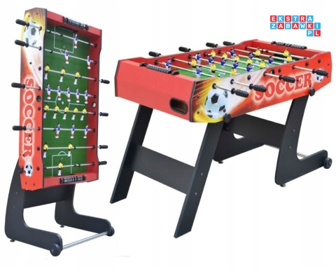 [F48056 RED] Stół do gry piłkarzyki solidny duży składany 121cm