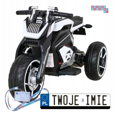 [LL8001-A] Motocykl Future na akumulator 2x25W 12V/7Ah Wolny start Panel audio Koła EVA - biały