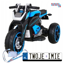 [LL8001-A] Motocykl Future na akumulator 2x25W 12V/7Ah Wolny start Panel audio Koła EVA - niebieski