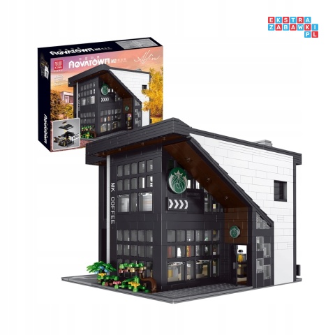 [16036] Klocki 2728 el. Kawiarnia modern coffee shop z podświetleniem LED Mould King