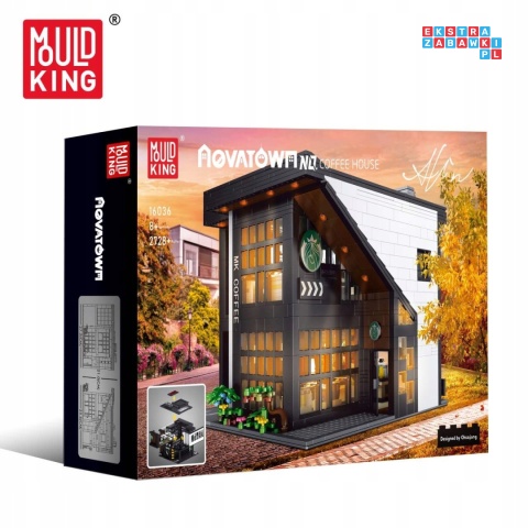 [16036] Klocki 2728 el. Kawiarnia modern coffee shop z podświetleniem LED Mould King