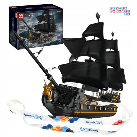 [13186] Klocki 5266 el. Konstrukcyjne czarny statek piracki Mould King