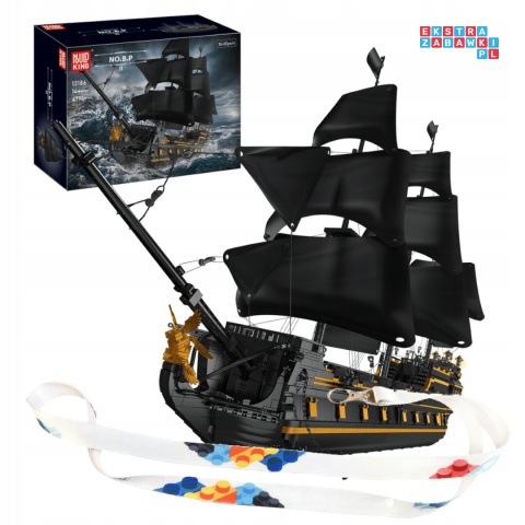 [13186] Klocki 5266 el. Konstrukcyjne czarny statek piracki Mould King