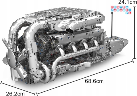 [10168] Klocki 2899 el. Model silnik V8 Twin Turbo skrzynia biegów Mould King