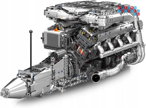 [10168] Klocki 2899 el. Model silnik V8 Twin Turbo skrzynia biegów Mould King