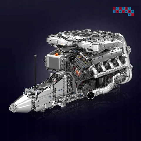 [10168] Klocki 2899 el. Model silnik V8 Twin Turbo skrzynia biegów Mould King