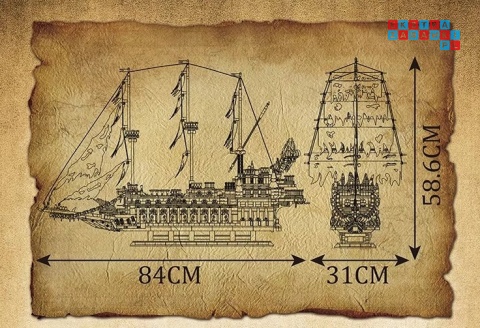 [13197] Klocki 4364 el. Statek model widmo Latający Holender Mould King