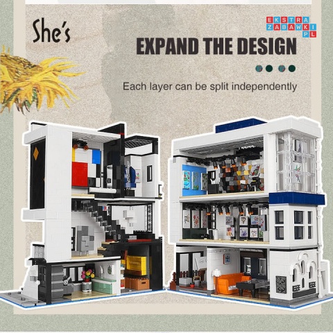 [16043] Klocki 3536 el. Technic budynek Galeria Sztuki wystawa z podświetleniem LED Mould King