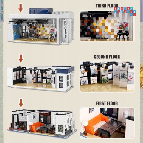 [16043] Klocki 3536 el. Technic budynek Galeria Sztuki wystawa z podświetleniem LED Mould King