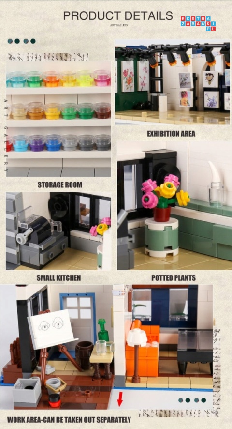 [16043] Klocki 3536 el. Technic budynek Galeria Sztuki wystawa z podświetleniem LED Mould King