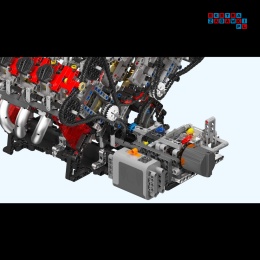 [10130] Klocki 2718 el. Technic model silnik 3.9L Twin-Turbo V8 Mould King