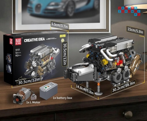 [10131] Klocki 952 el. Technic model silnik BGT W16 Mould King