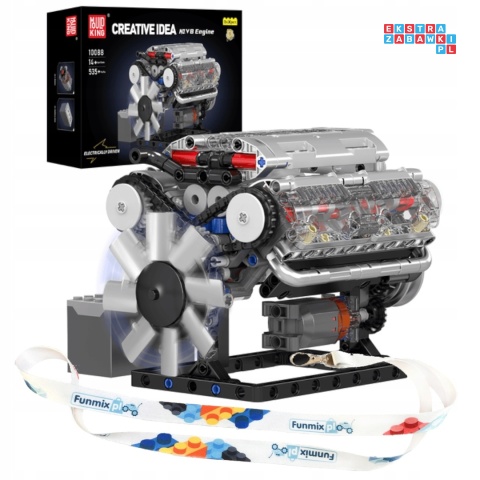 [10088] Klocki 535 el. Technic V8 ośmiocylindrowy silnik benzynowy Mould King