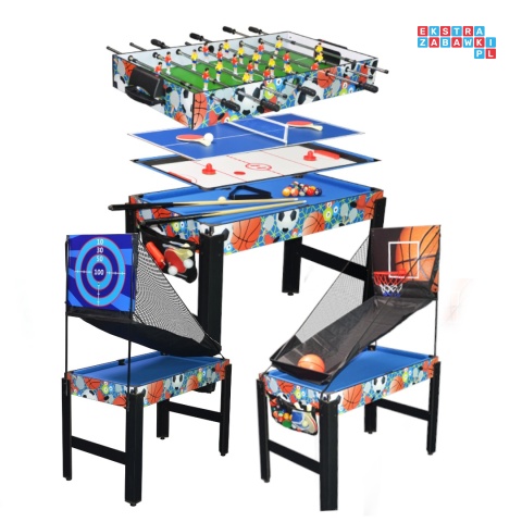 [M48750N(6)] Stół do gier 6w1 PIŁKARZYKI, CYMBERGAJ, PING PONG, KOSZYKÓWKA, STRZELNICA, BILARD