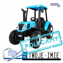 [A011A] Traktor New Holland na akumulator 24V/10AH 2x200W EVA ekoskóra pilot - niebieski