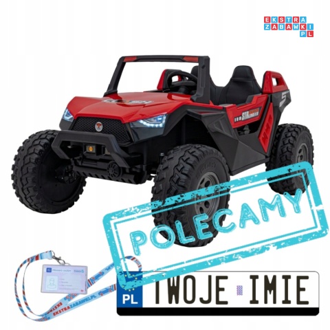[SX1929] Buggy Clash STRONG 4x4 (2x300W + 2x35W) 24V/14Ah 16km/h EVA pilot ekoskóra - czerwony