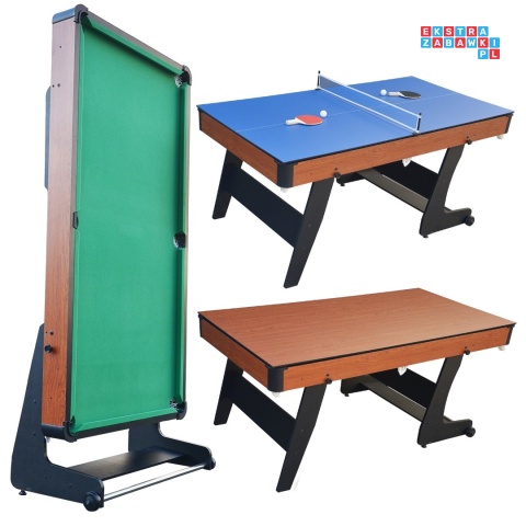 [T56026(6).PLUS] Stół do gier 3w1 BILARD PING PONG 184x97,5CM solidny składany + akcesoria