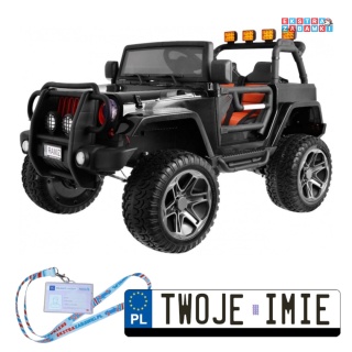 Czarne Autko Monster Jeep na akumulator - 24V/10Ah, 4x120W, pilot, regulacja siedzenia, LED, EVA - [WXE1688]