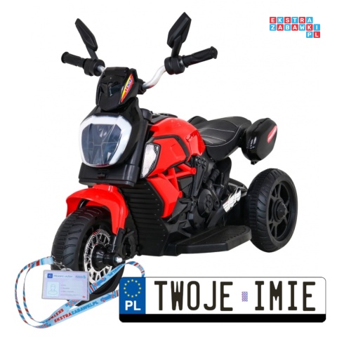 [BLJ818] Motocykl Fast Tourist na akumulator 1x18W 6V/4.5Ah Audio Światła Ekoskóra - czerwony